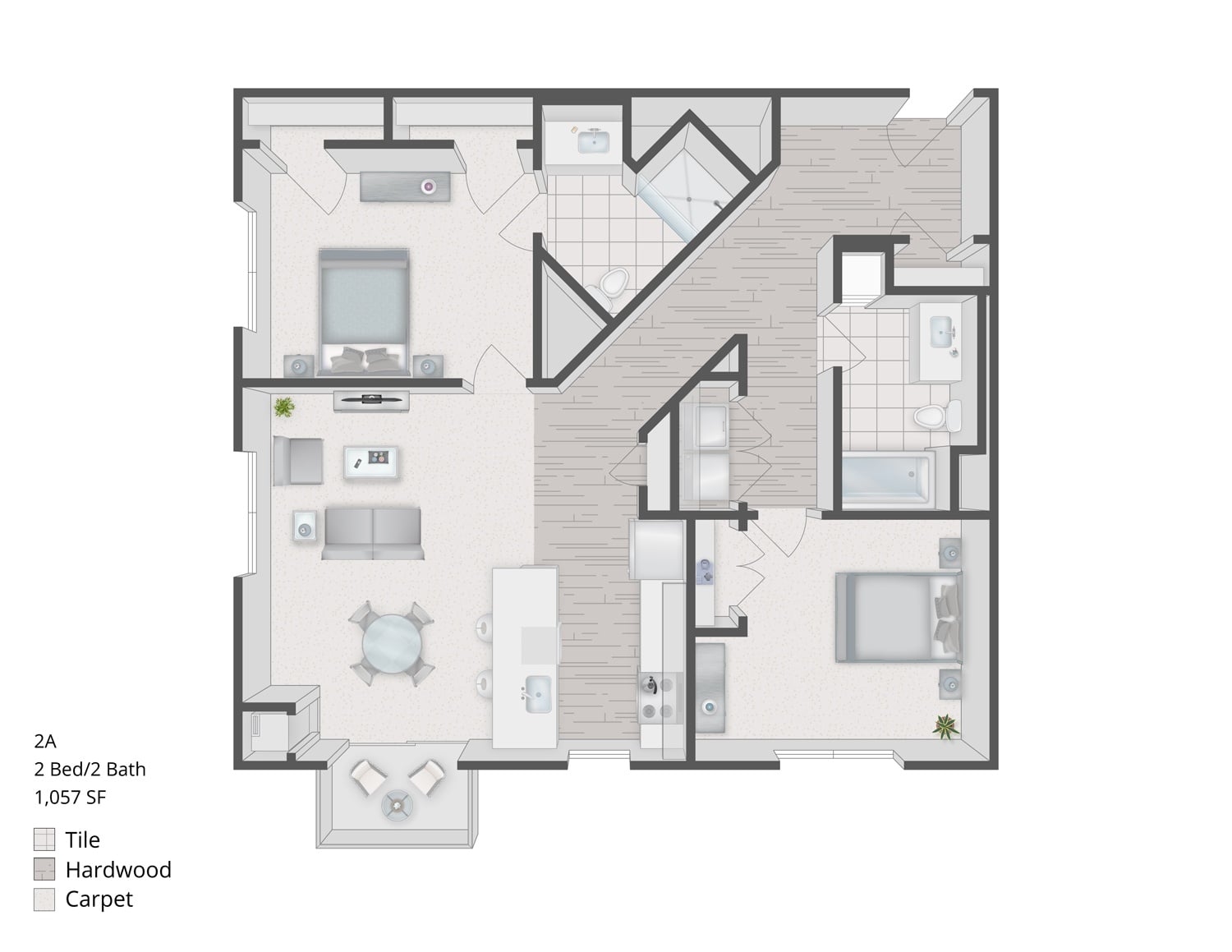 Floorplan for Apartment #4121, 2 bedroom unit at Halstead Plymouth