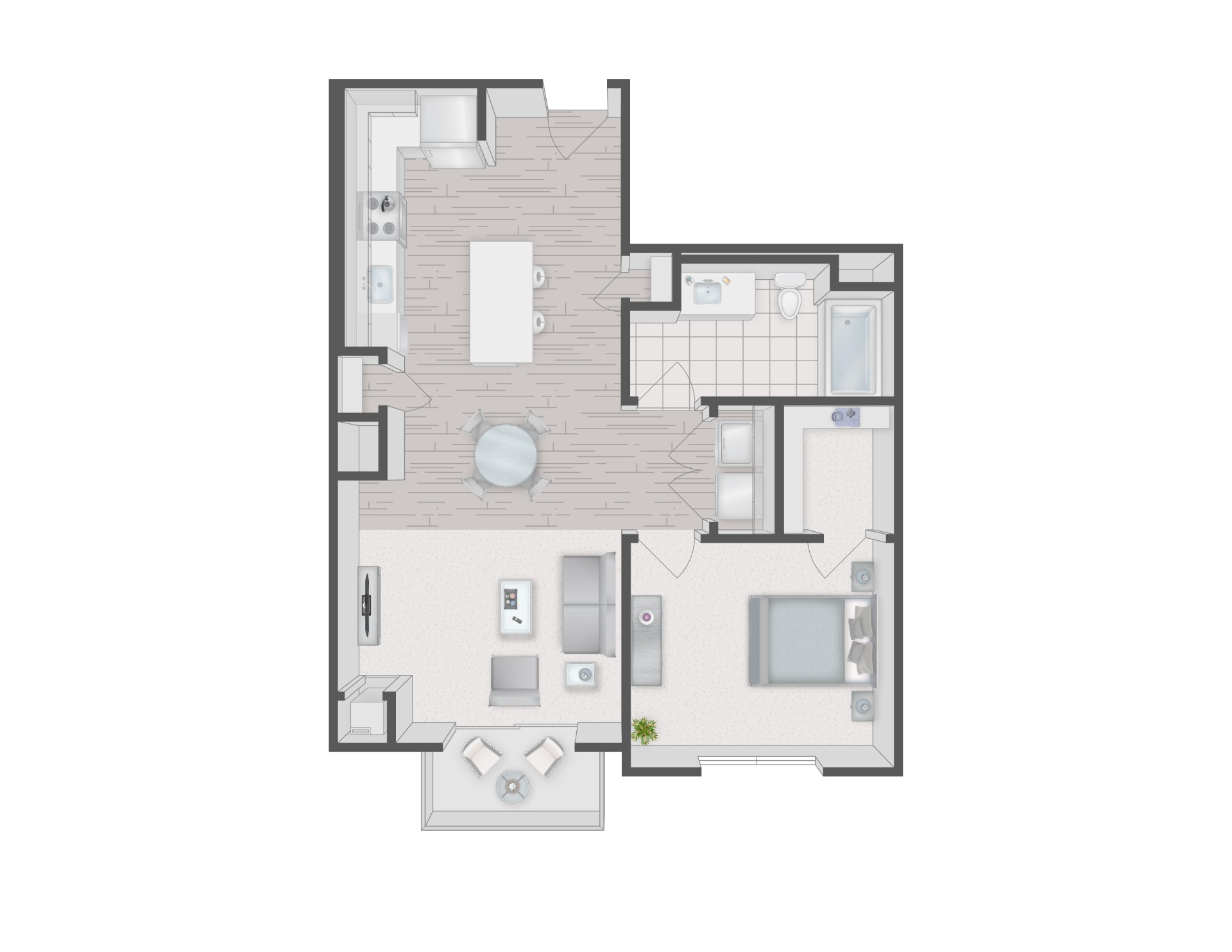 Floorplan for Apartment #1107, 1 bedroom unit at Halstead Plymouth