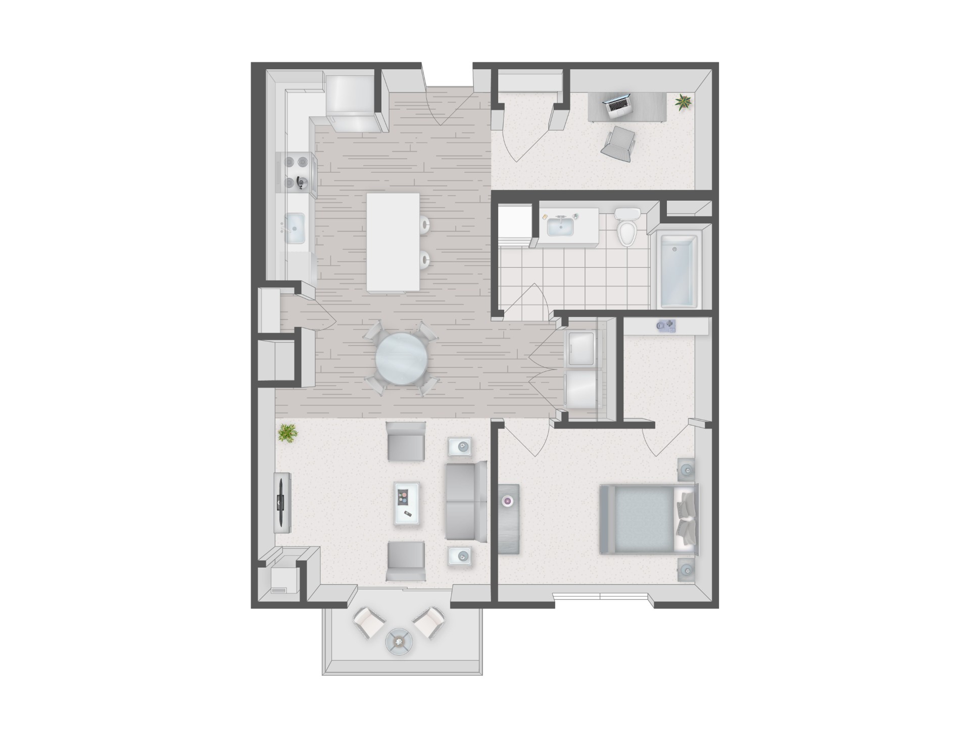 Floorplan for Apartment #1311, 1 bedroom unit at Halstead Plymouth