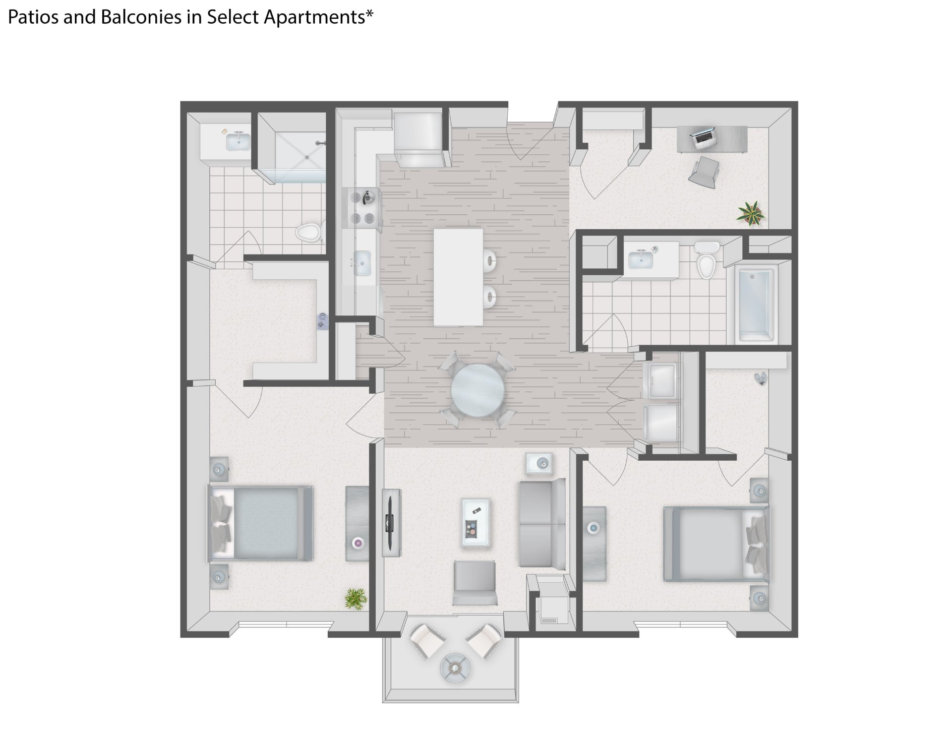 Floorplan for Apartment #3310, 2 bedroom unit at Halstead Plymouth