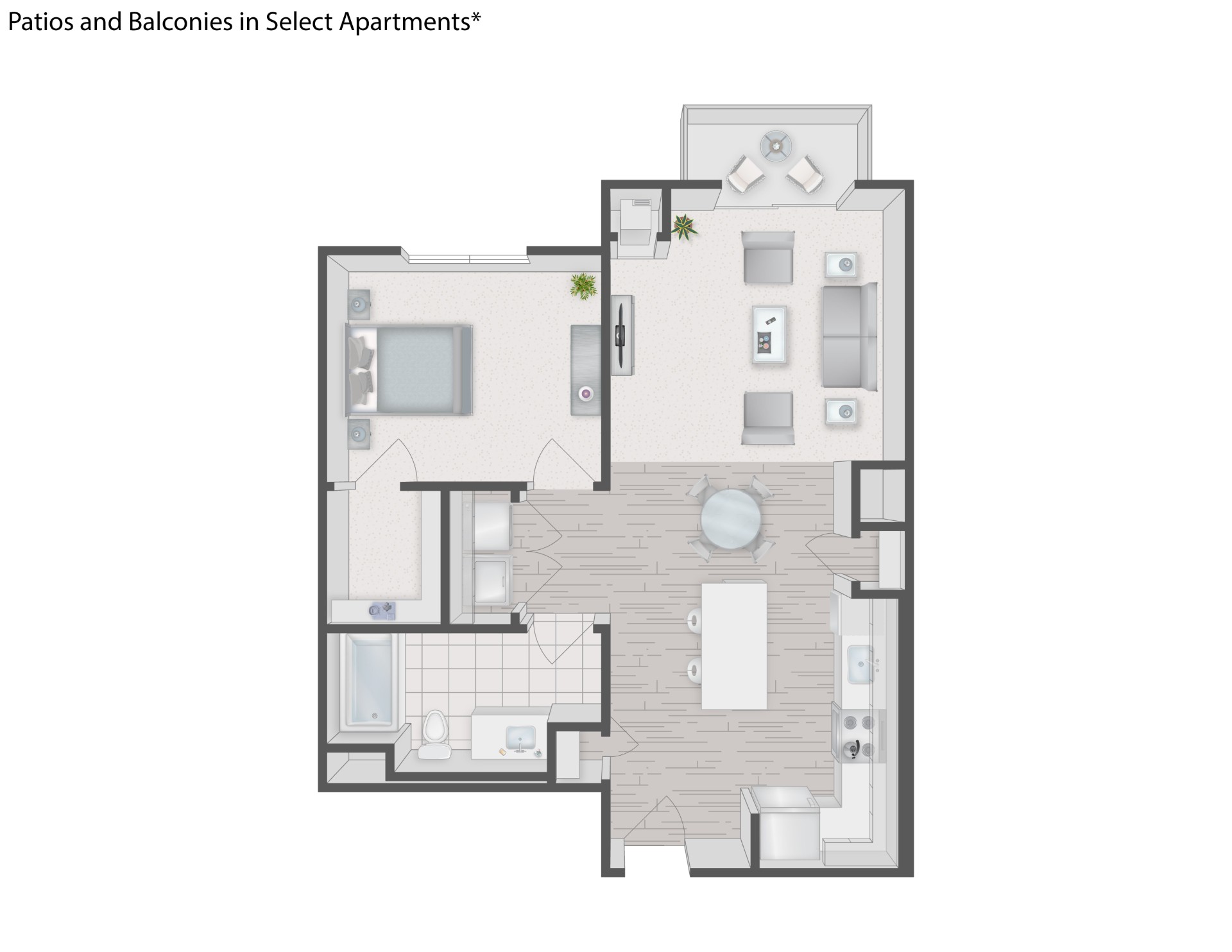 Floorplan for Apartment #4306, 1 bedroom unit at Halstead Plymouth