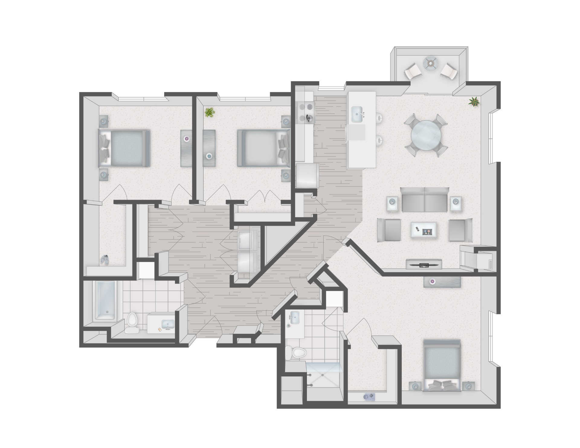 Floorplan for Apartment #4314, 3 bedroom unit at Halstead Plymouth