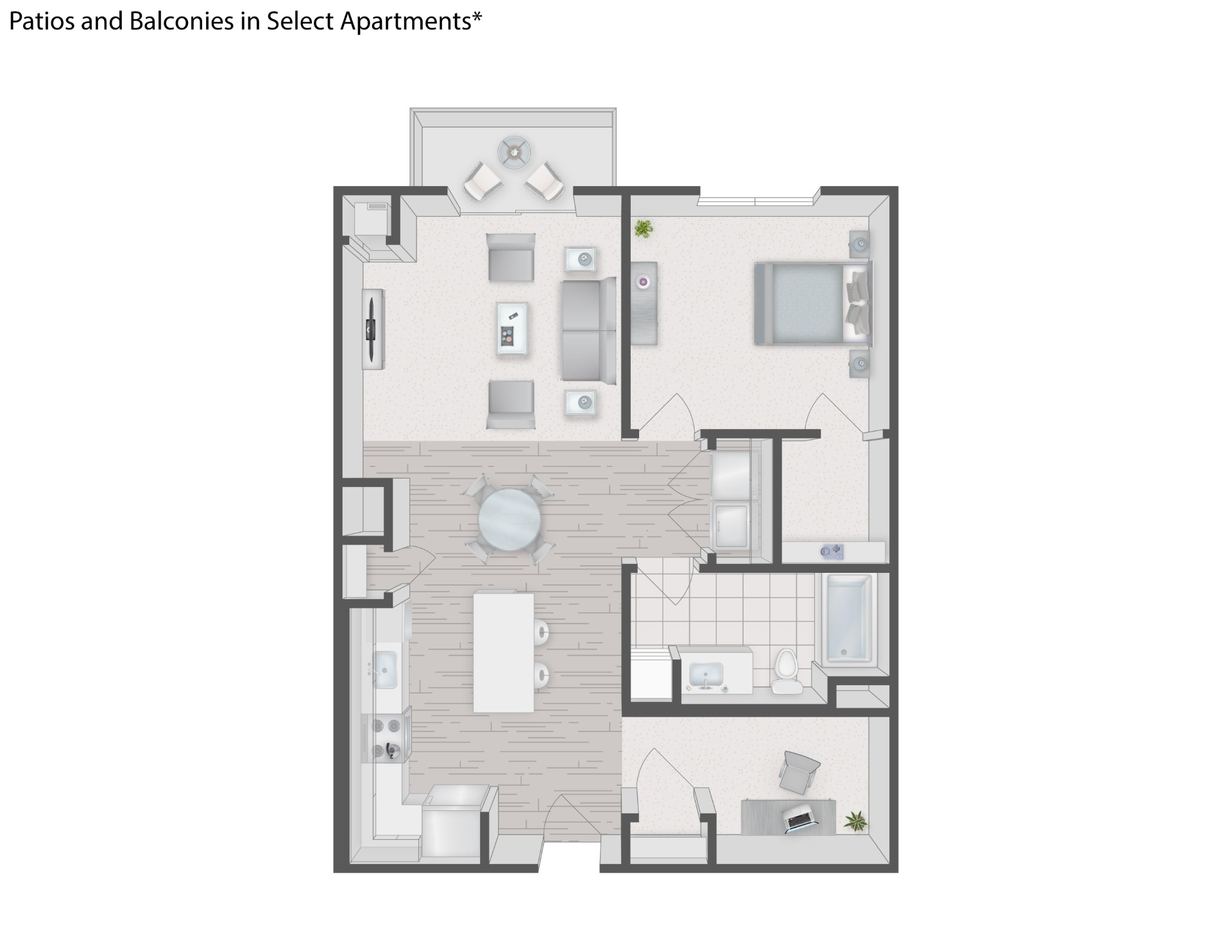 Floorplan for Apartment #9204, 1 bedroom unit at Halstead Plymouth