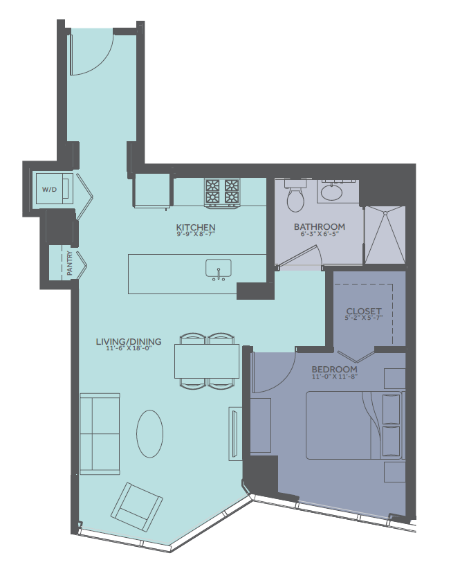 1 Bedroom 08-Tower Floorplan Image