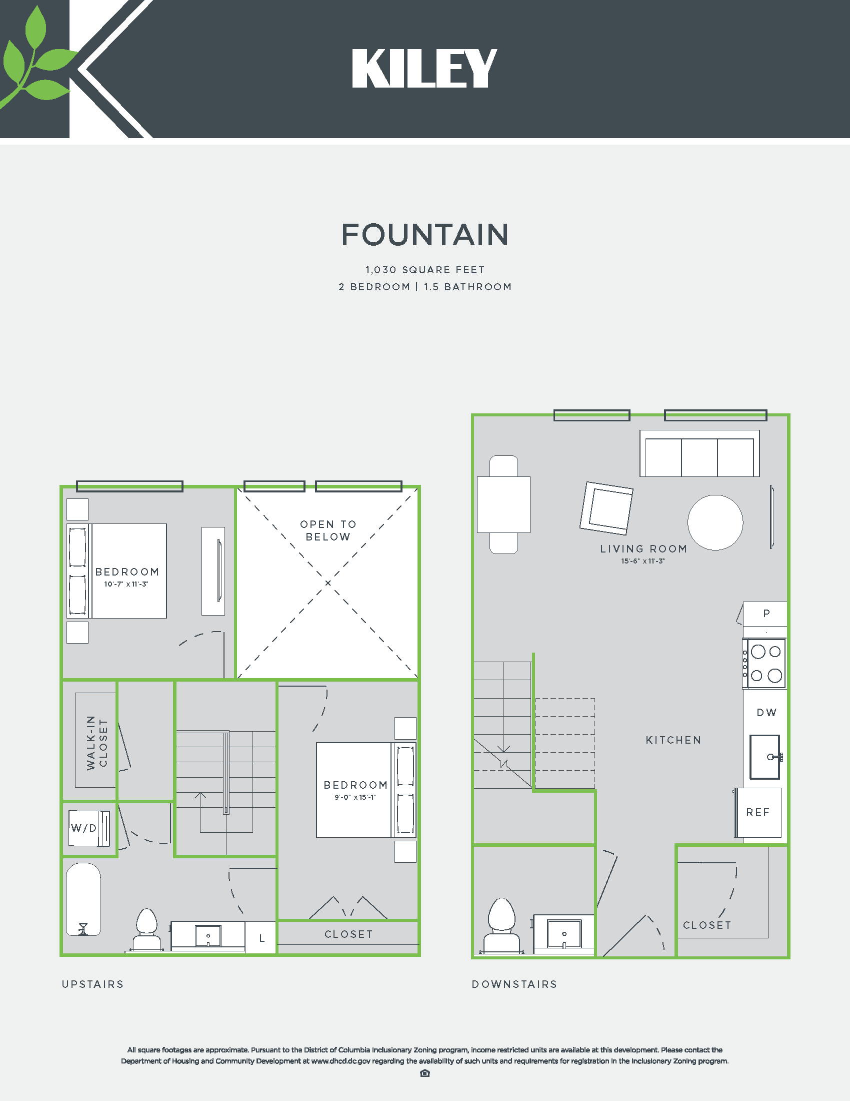 Fountain (2 bed /1.5 bath) Floor Plan