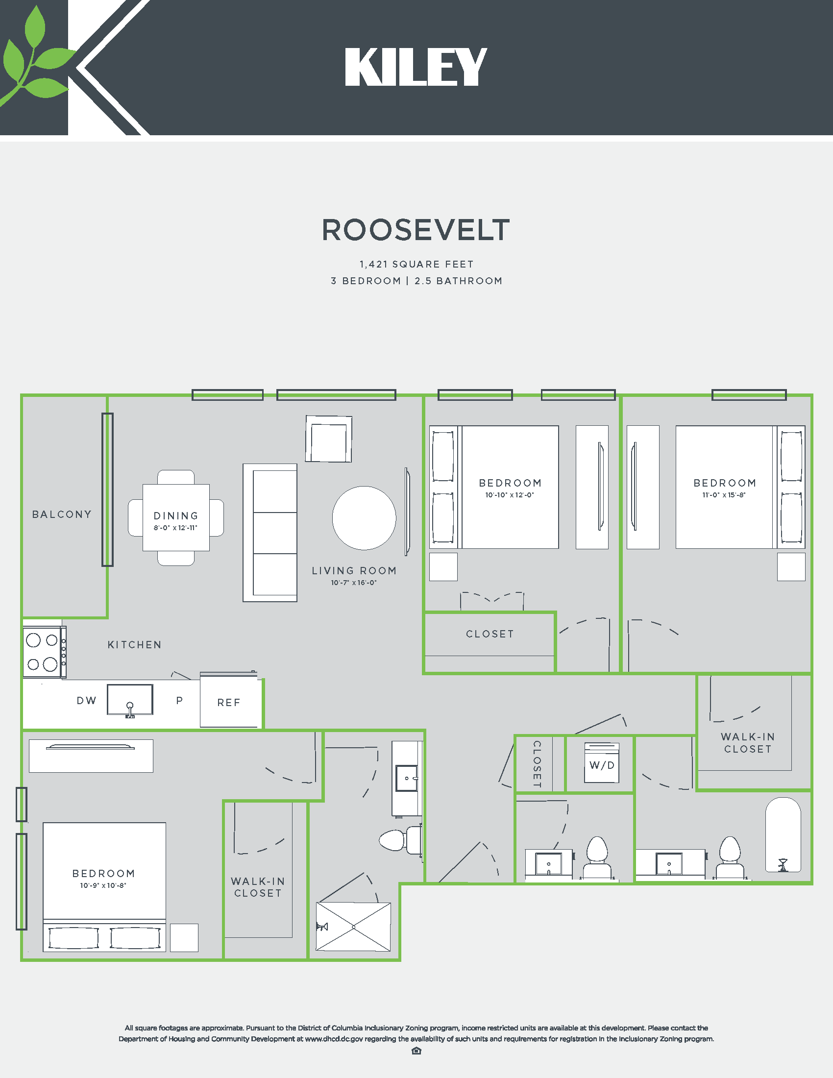 Roosevelt (3 bed /2.5 bath) Floor Plan