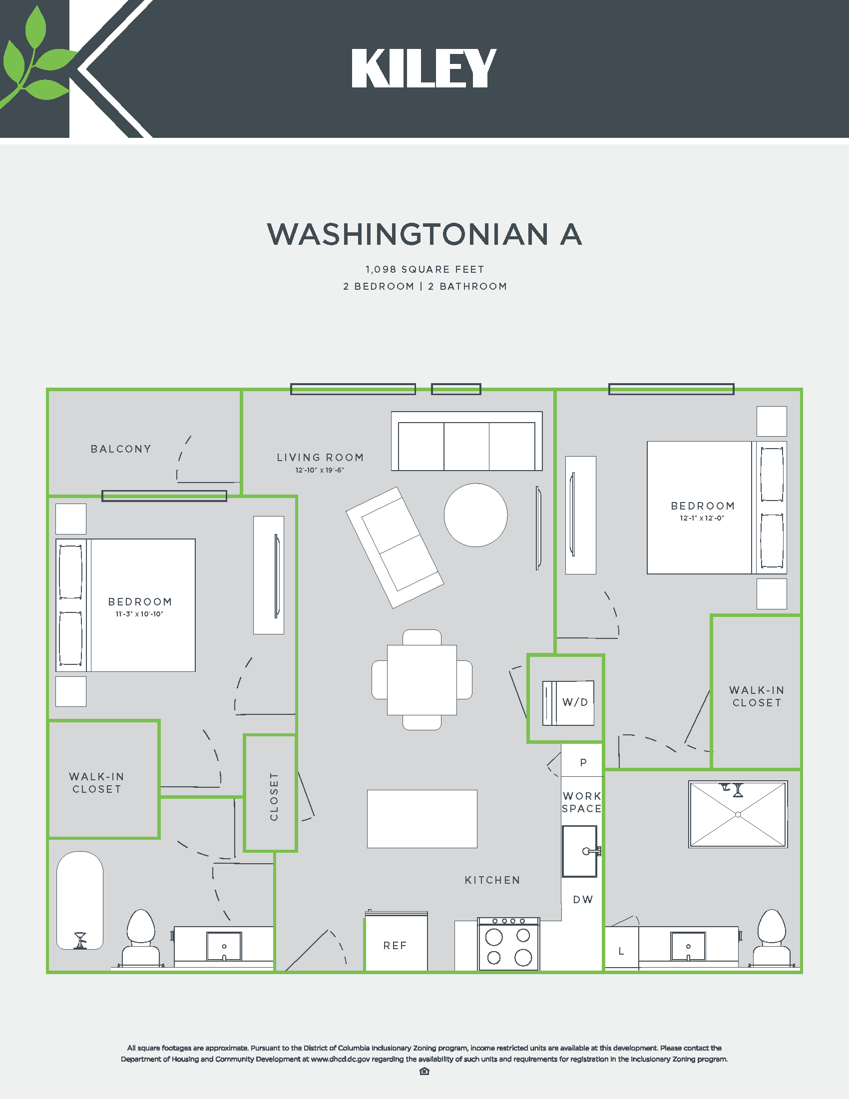 Washingtonian A (2 bed /2 bath) Floor Plan