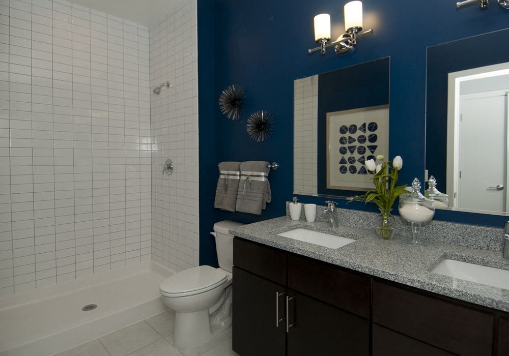 Expansive bathroom with double sinks