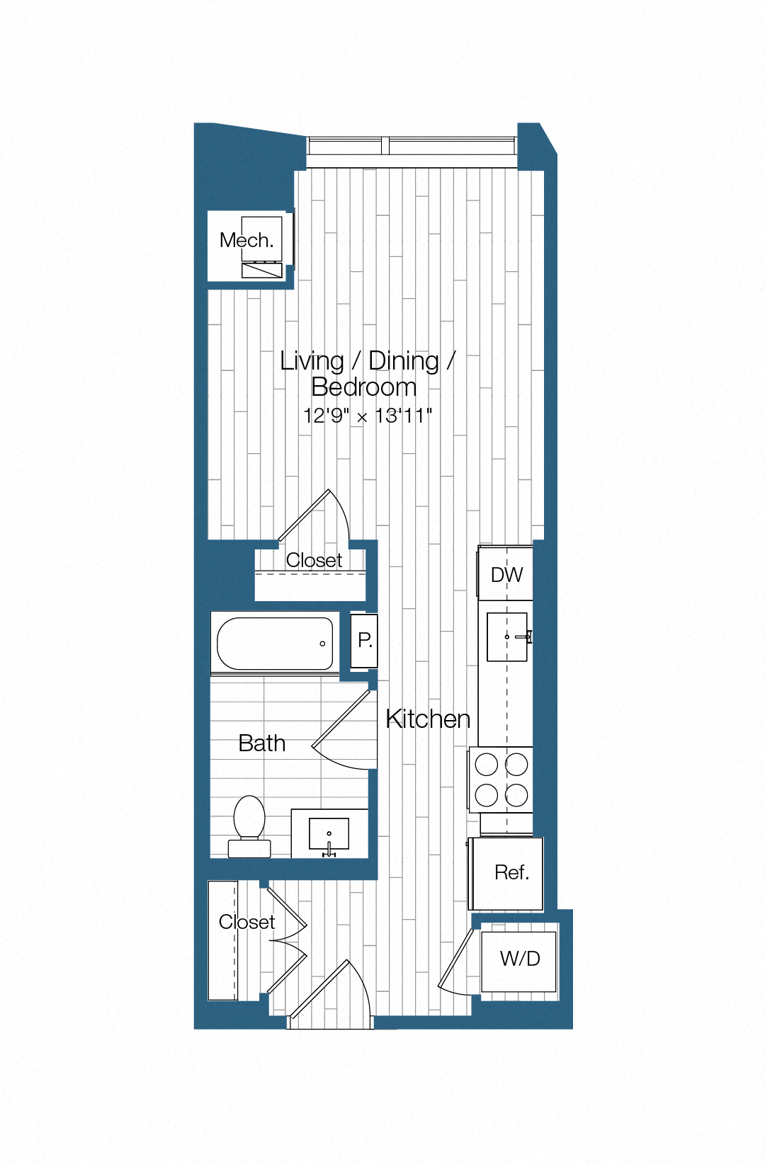 Floor plan layout diagram for H25-S01, 0 bd - 1 ba