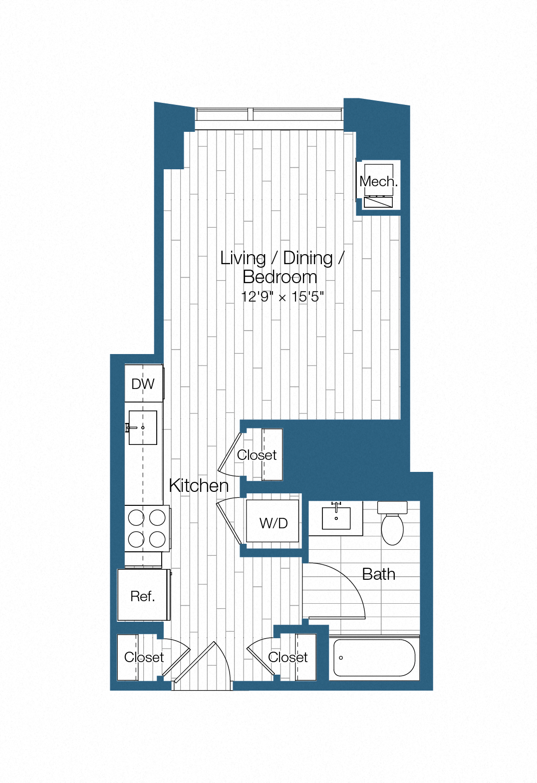 Floor plan layout diagram for H25-S02, 0 bd - 1 ba