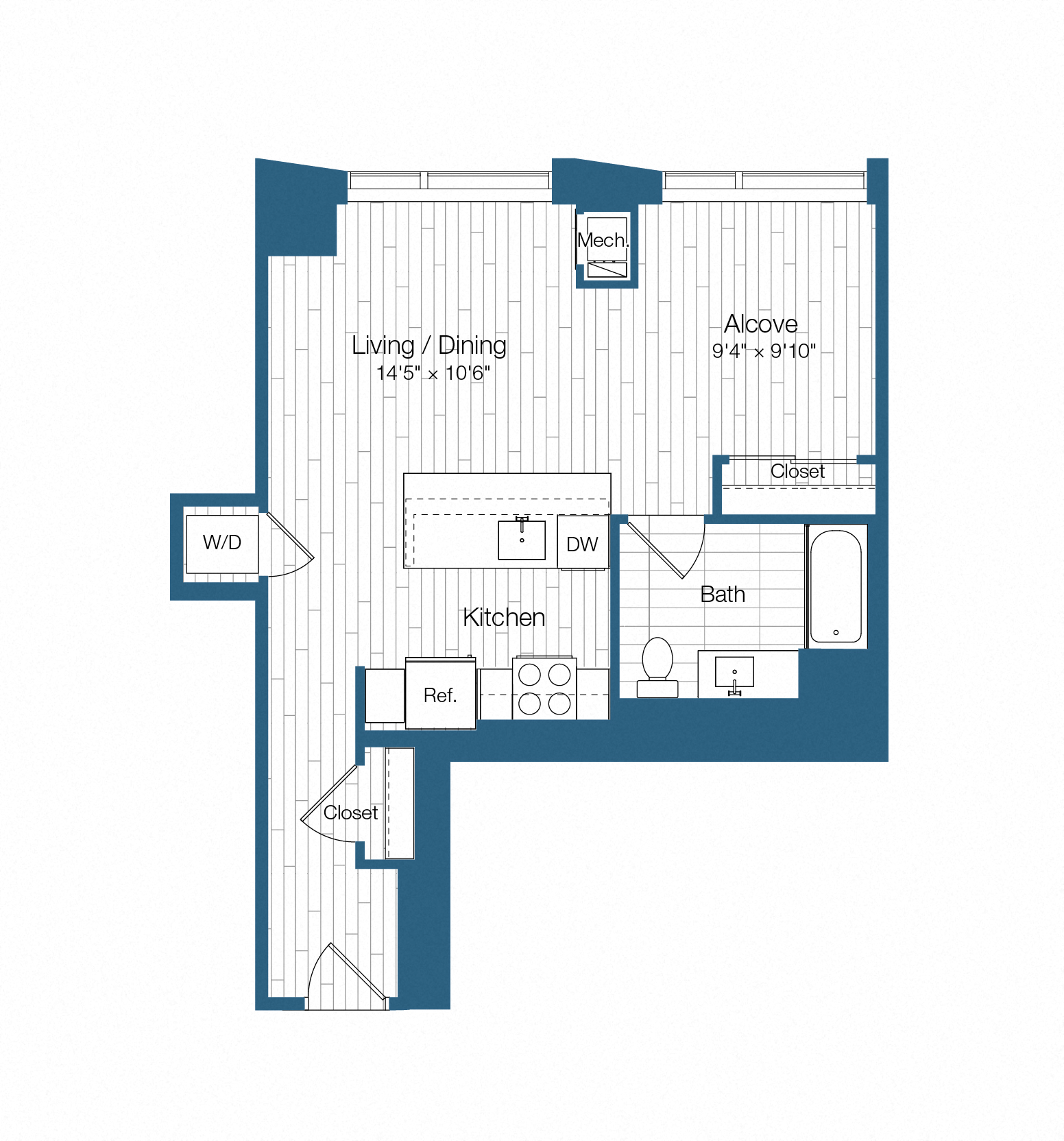 Floor plan layout diagram for H25-S09, 0 bd - 1 ba