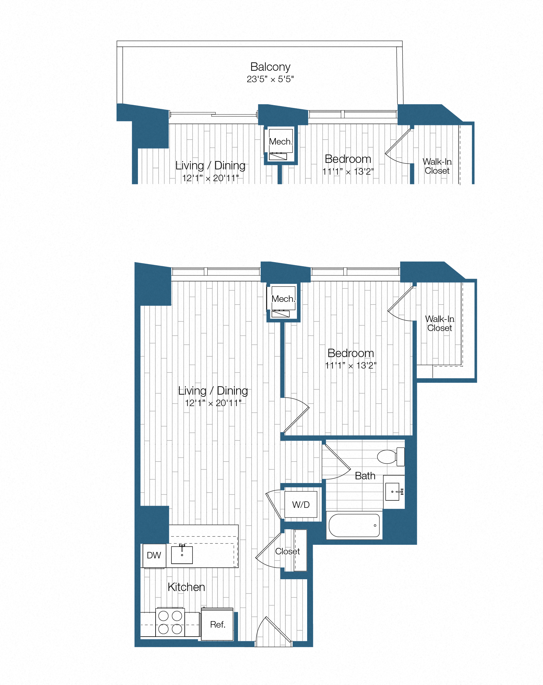 Floor plan layout diagram for H25-A05, 1 bd - 1 ba