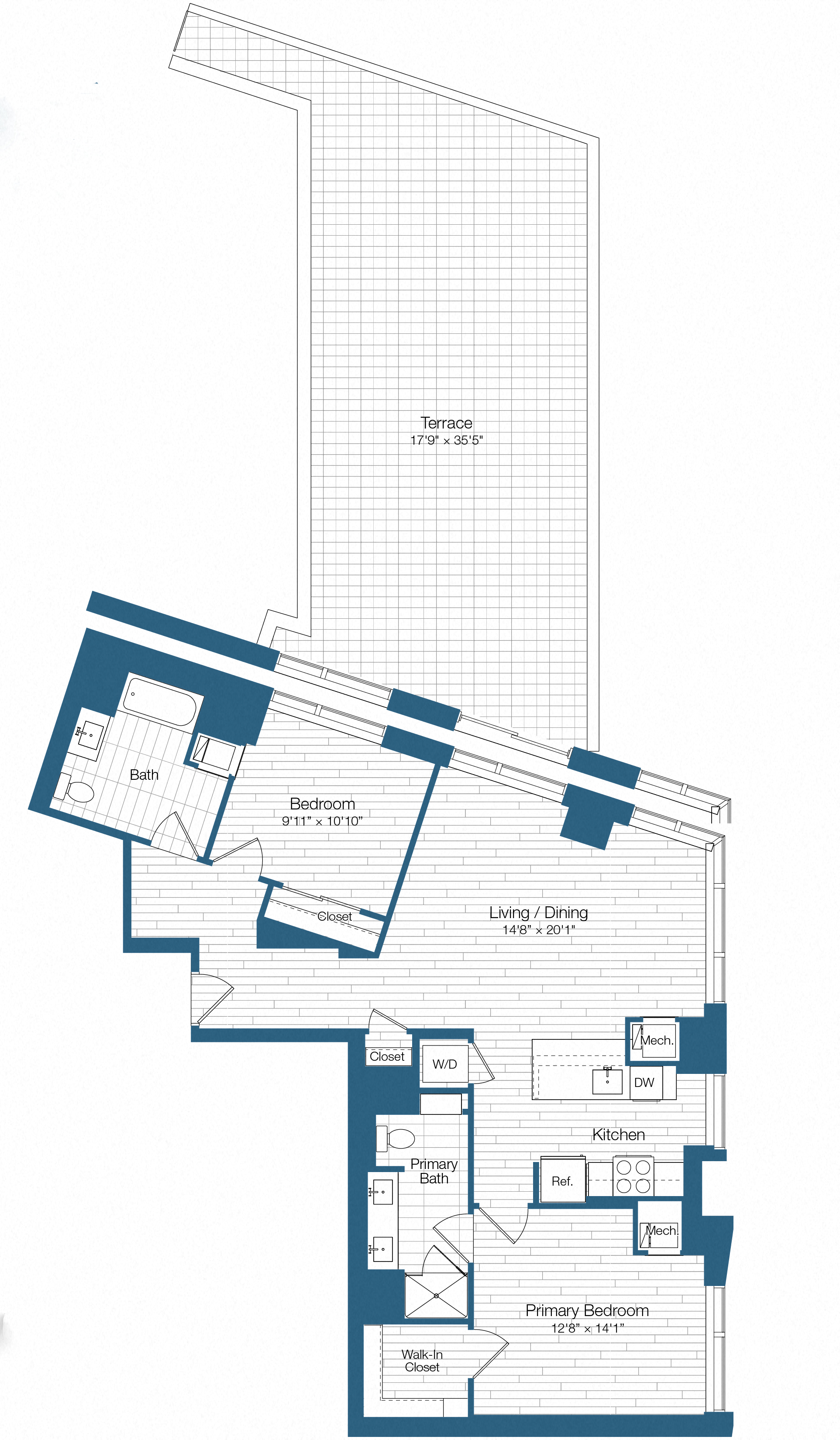 Floor plan layout diagram for H25-B11, 2 bd - 2 ba
