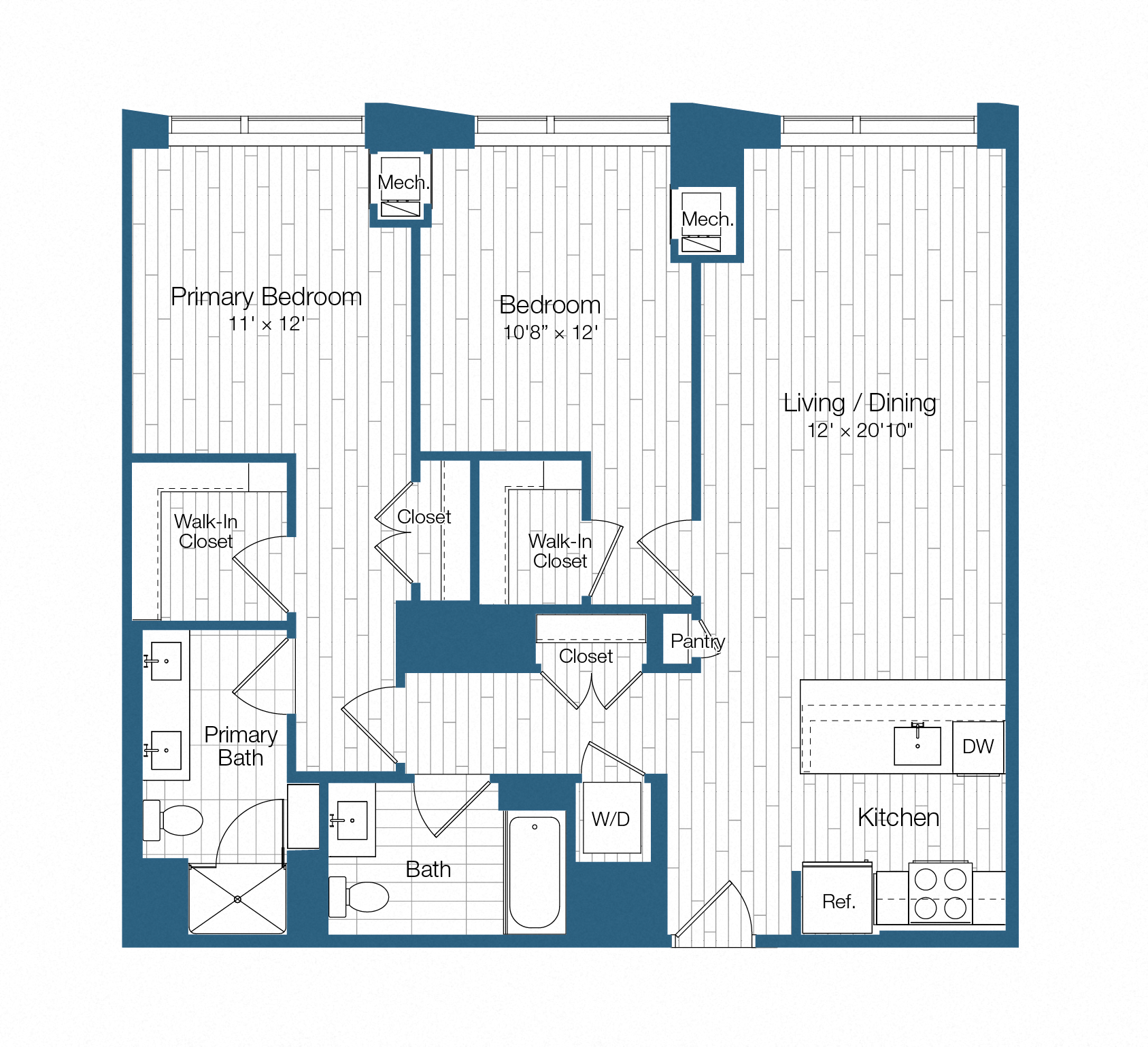 Floor plan layout diagram for H25-B09, 2 bd - 2 ba