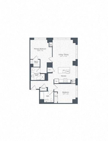Floor plan layout diagram for H25-B04, 2 bd - 2 ba