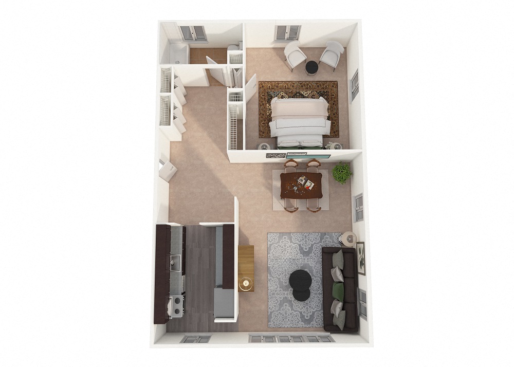 Elkins Park Gardens - One Bedroom Floor Plan Picture