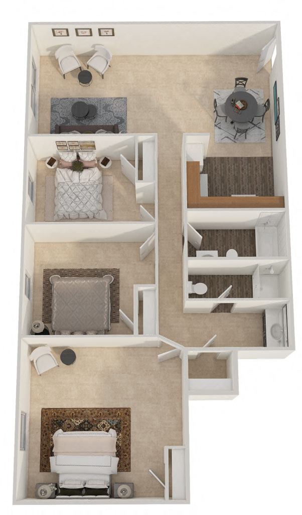 Stevenson Terrace Apartments - Three Bedroom Floor Plan Picture