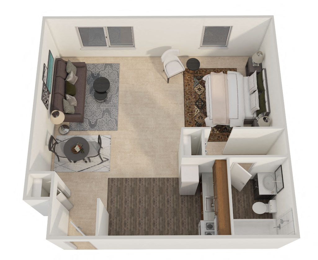 Stevenson Terrace Apartments - Efficiency Floor Plan Picture