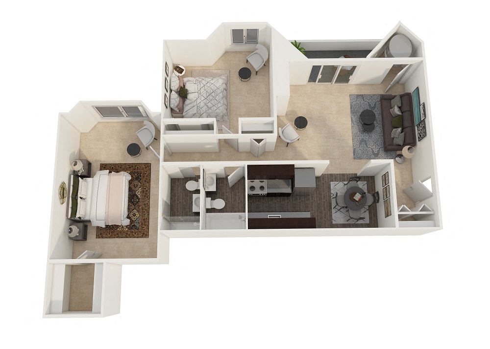 Stonington Court Apartments - Two Bedroom Deluxe Floor Plan Picture