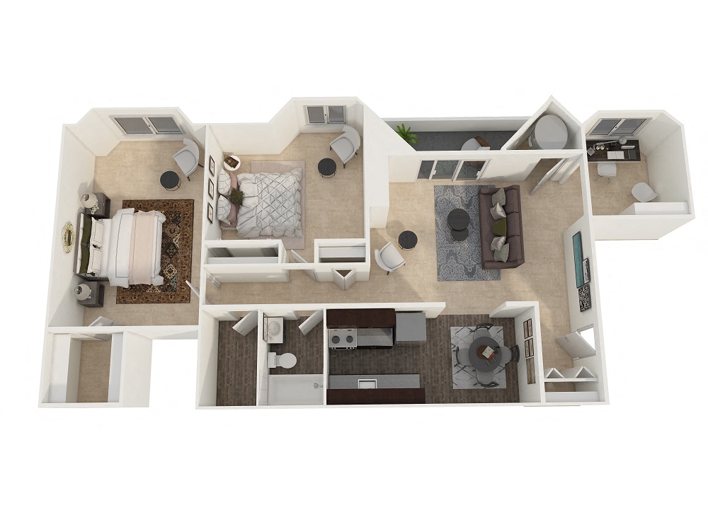 Stonington Court Apartments - Two Bedroom Den Floor Plan Picture