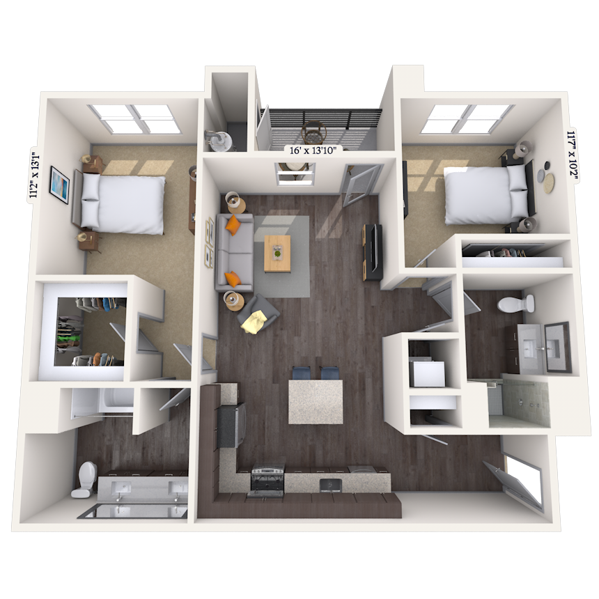 Floorplan image of unit II N-308