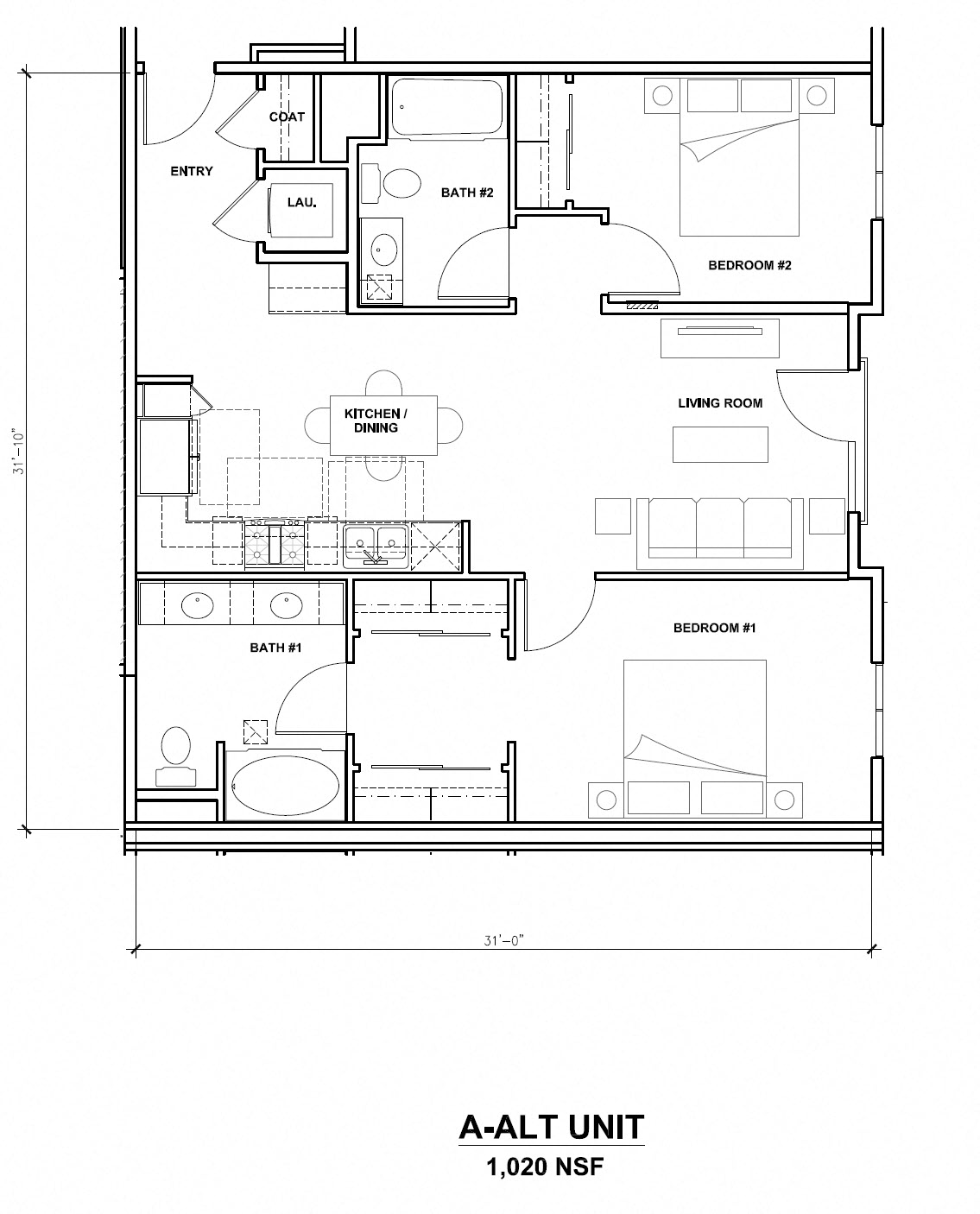Mira, A-Alt Unit, 2x2, 1020 sf Mira, A-Alt Unit, 2x2, 1020 sf