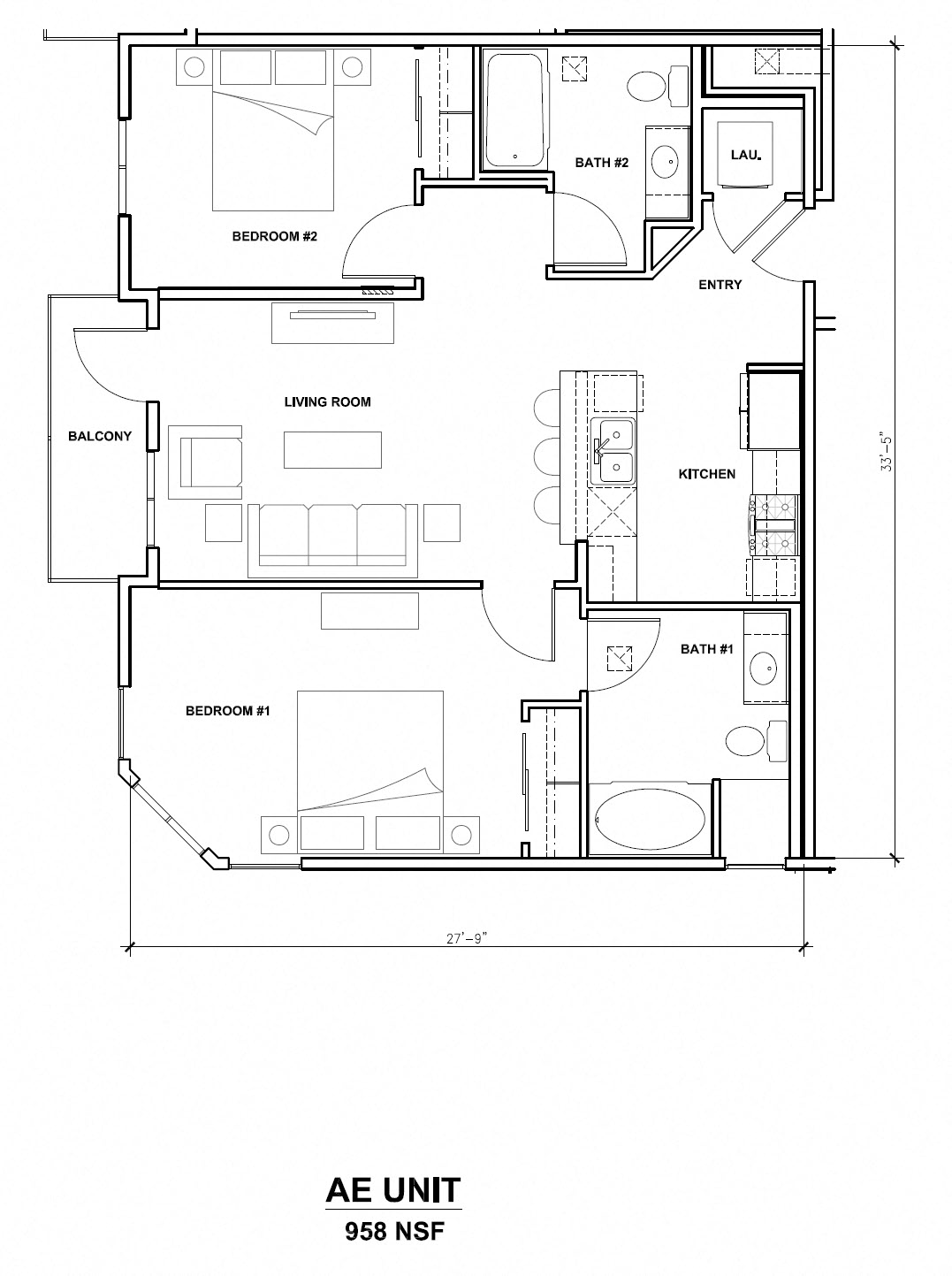 Mira, AE Unit, 2x2, 958 sf Mira, AE Unit, 2x2, 958 sf