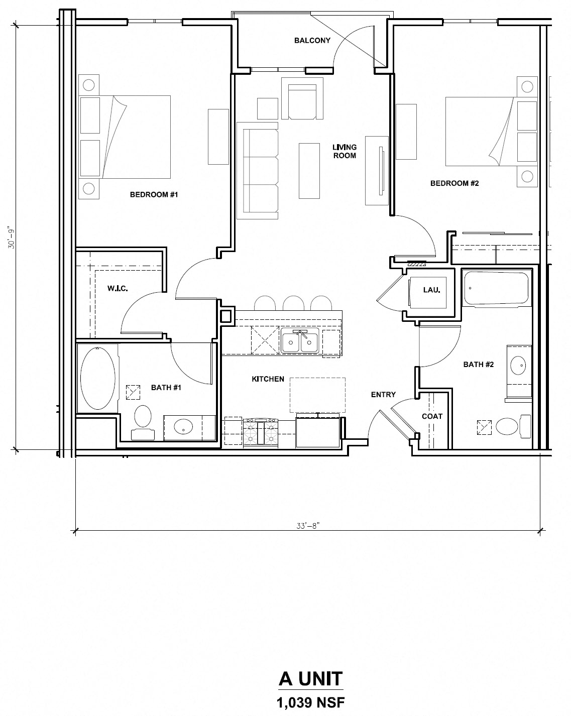 Mira, A Unit, 2x2, 1039 sf Mira, A Unit, 2x2, 1039 sf