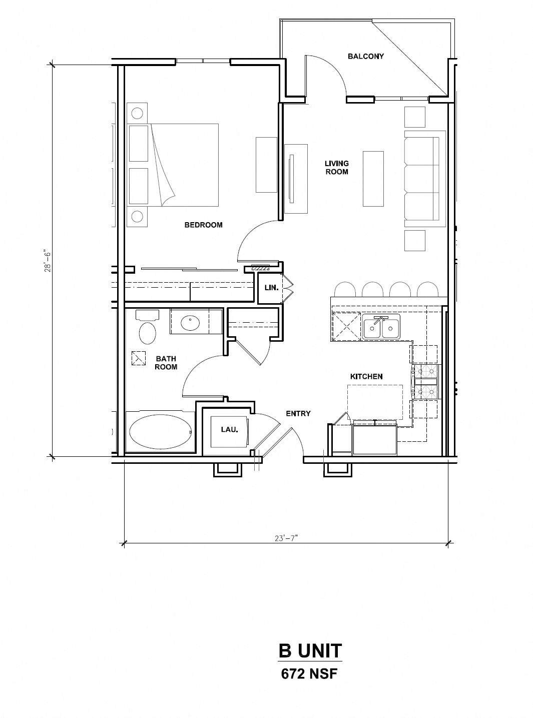 Mira, B Unit, 1x1, 672 sf Mira, B Unit, 1x1, 672 sf