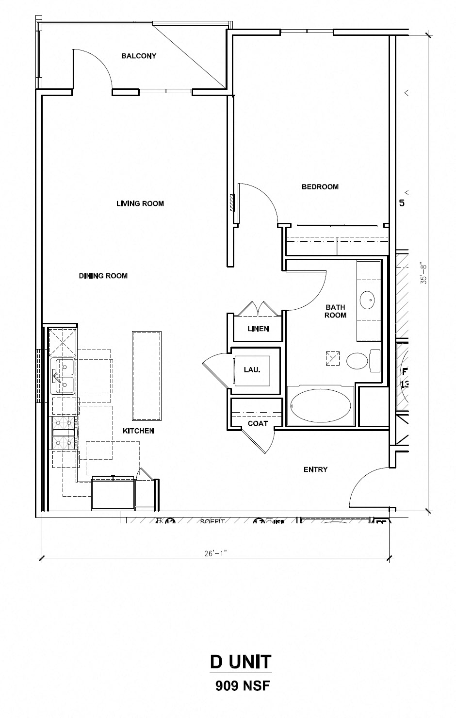 Mira, D Unit, 1x1, 909 sf Mira, D Unit, 1x1, 909 sf