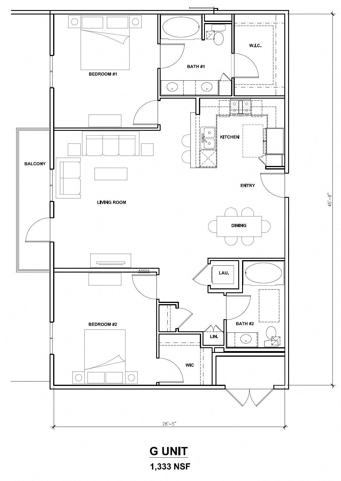Mira, G Unit, 2x2, 1333 sf Mira, G Unit, 2x2, 1333 sf