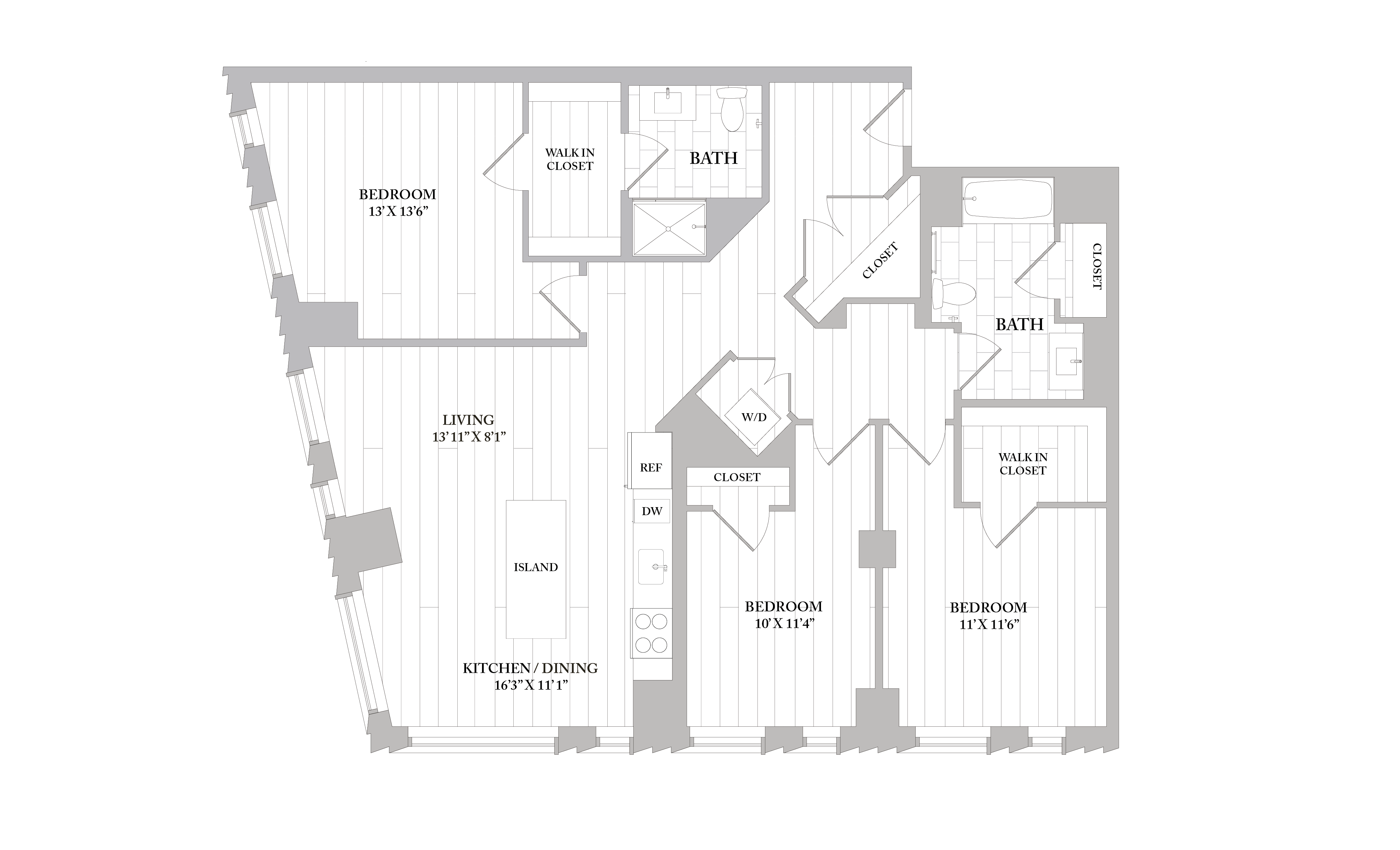 Downtown Boston Apartments 1, 2, & 3 Bedroom Floor Plans