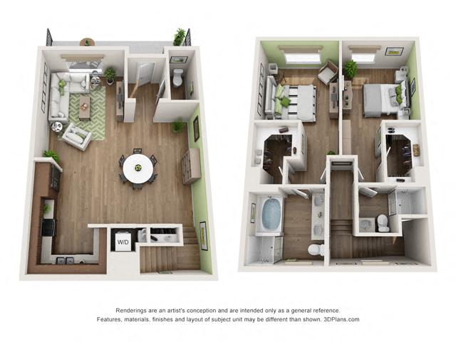Floor Plan Two bedroom Townhome C3 Layout
