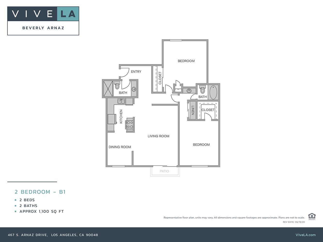 The floor plan for unit 208