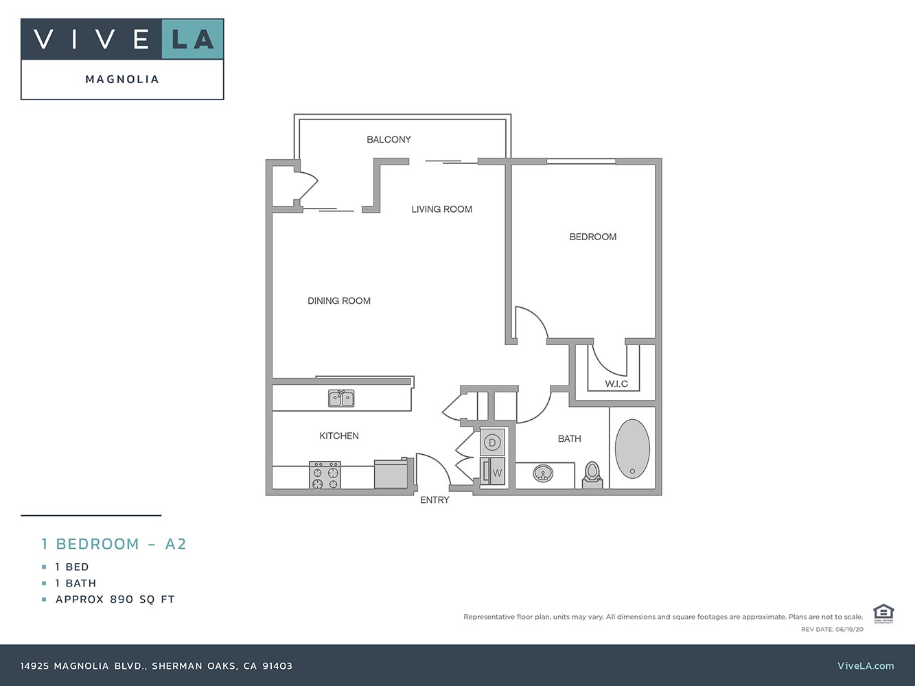 The floor plan for unit 206