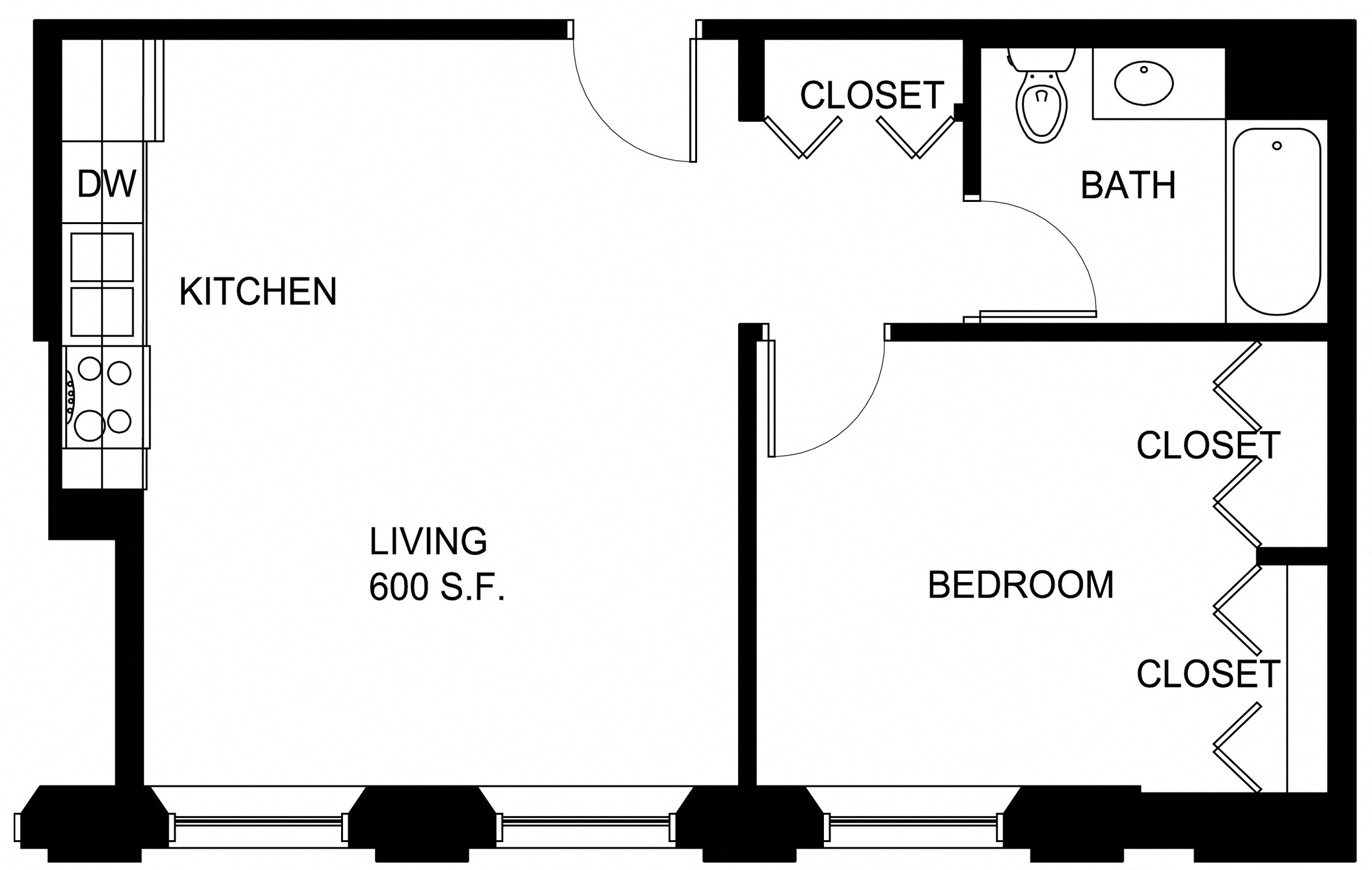 Floorplan for Apartment #P347, 1 bedroom unit at Halstead Providence
