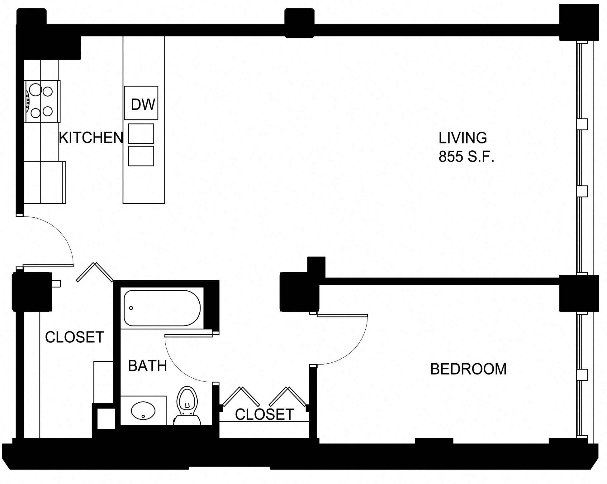 Floorplan for Apartment #P256, 1 bedroom unit at Halstead Providence