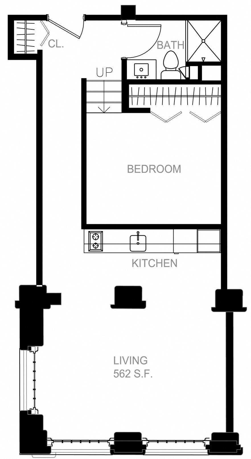 Floorplan for Apartment #S2305, 0 bedroom unit at Halstead Providence