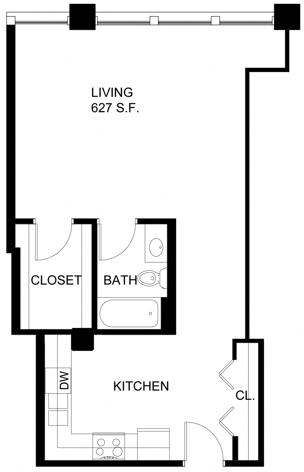 Floorplan for Apartment #P211A, 0 bedroom unit at Halstead Providence