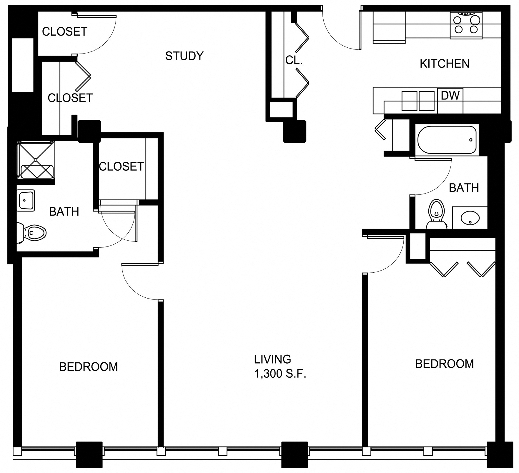 Floorplan for Apartment #P613, 2 bedroom unit at Halstead Providence