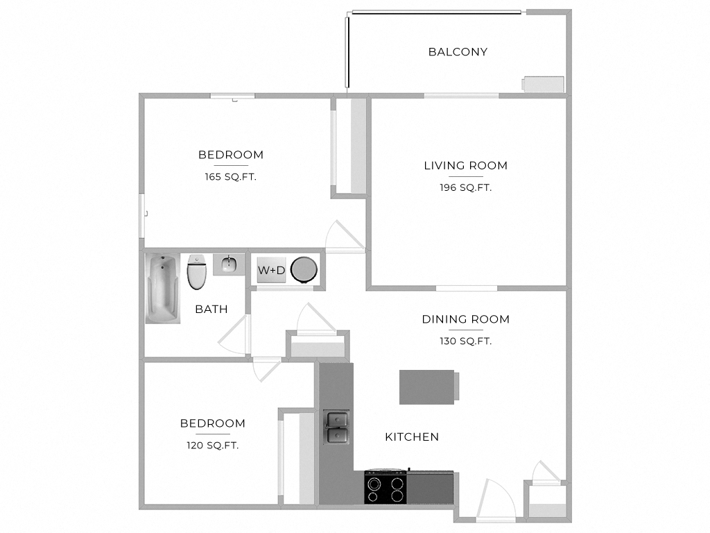 Floorplan for Apartment #225VW-27, 2 bedroom unit at Halstead Countryside