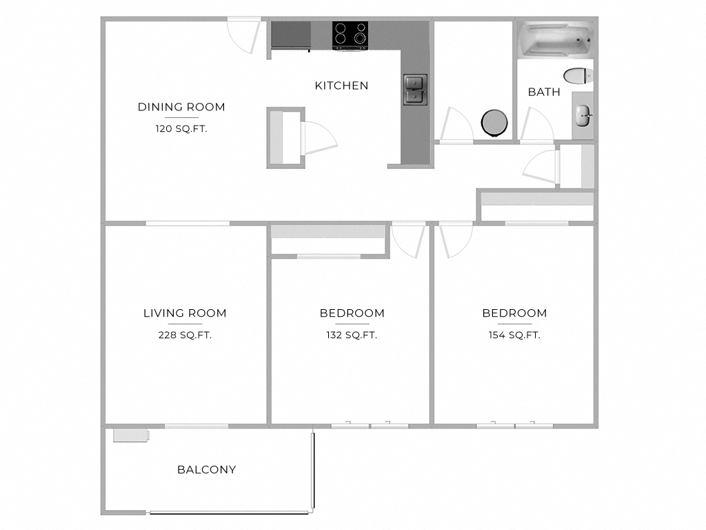 Floorplan for Apartment #191VW-21, 2 bedroom unit at Halstead Countryside