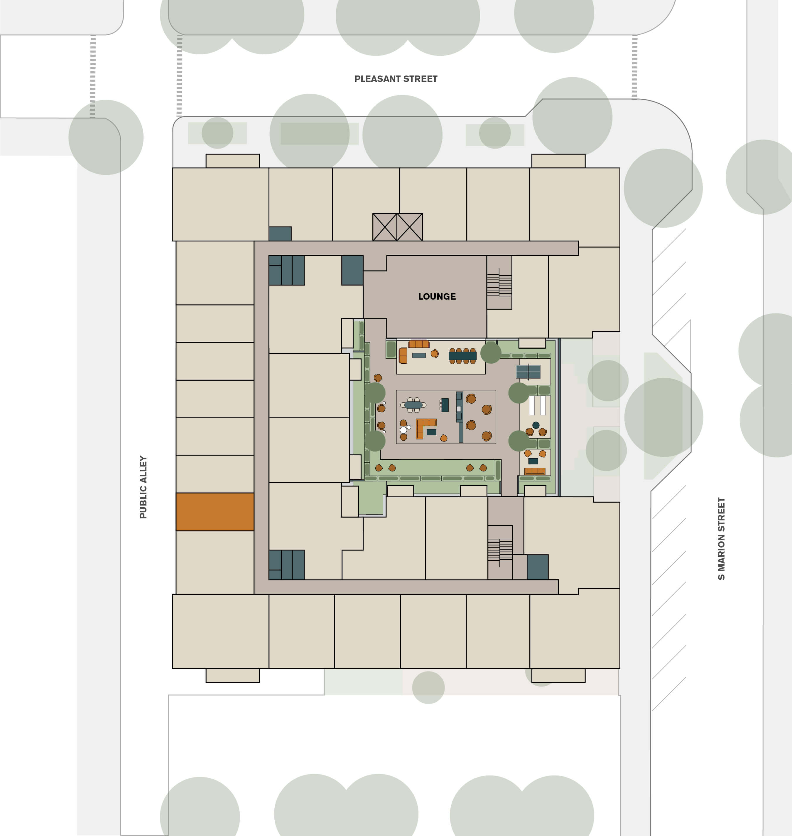 Unit 320's location on the property map