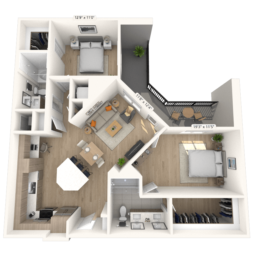 Floorplan image of unit 3457