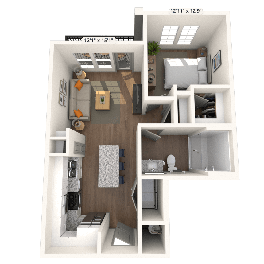 Floorplan image of unit 6-208