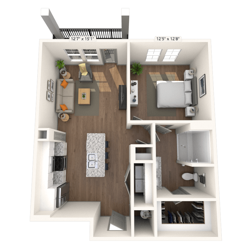 Floorplan image of unit 6-107