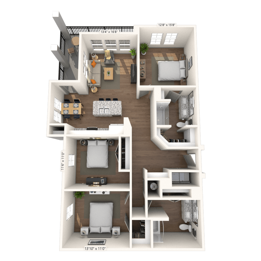 Floorplan image of unit 1-401
