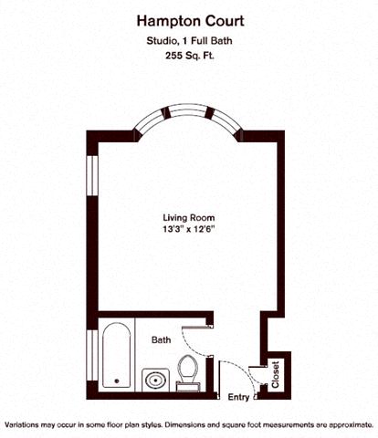 Click to view Floor plan Studio/1 Bath image 2