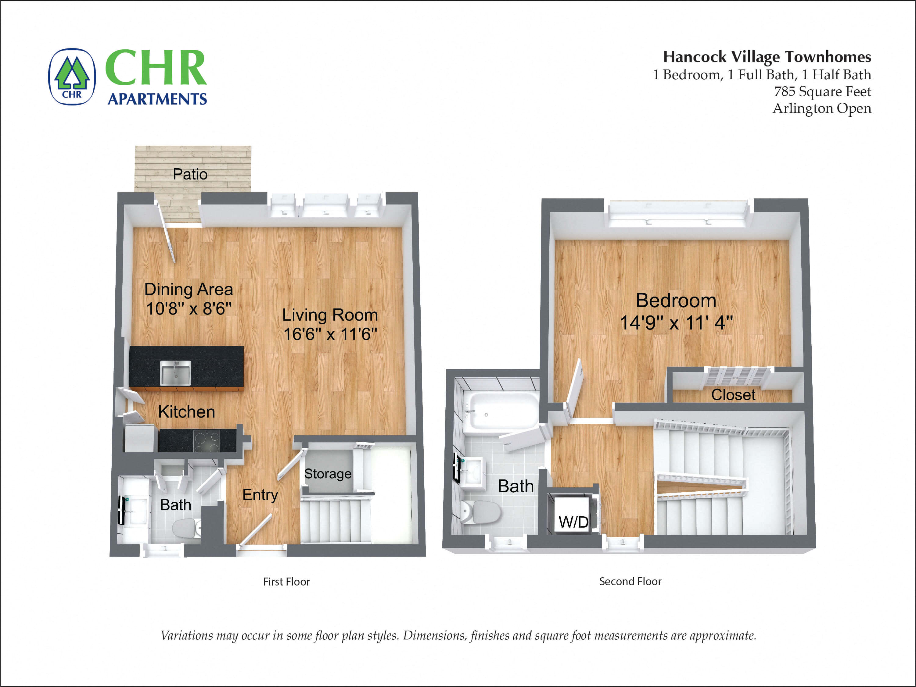 Click to view Floor plan 1 Bedroom Townhome - Heat and Hot Water Included image 1
