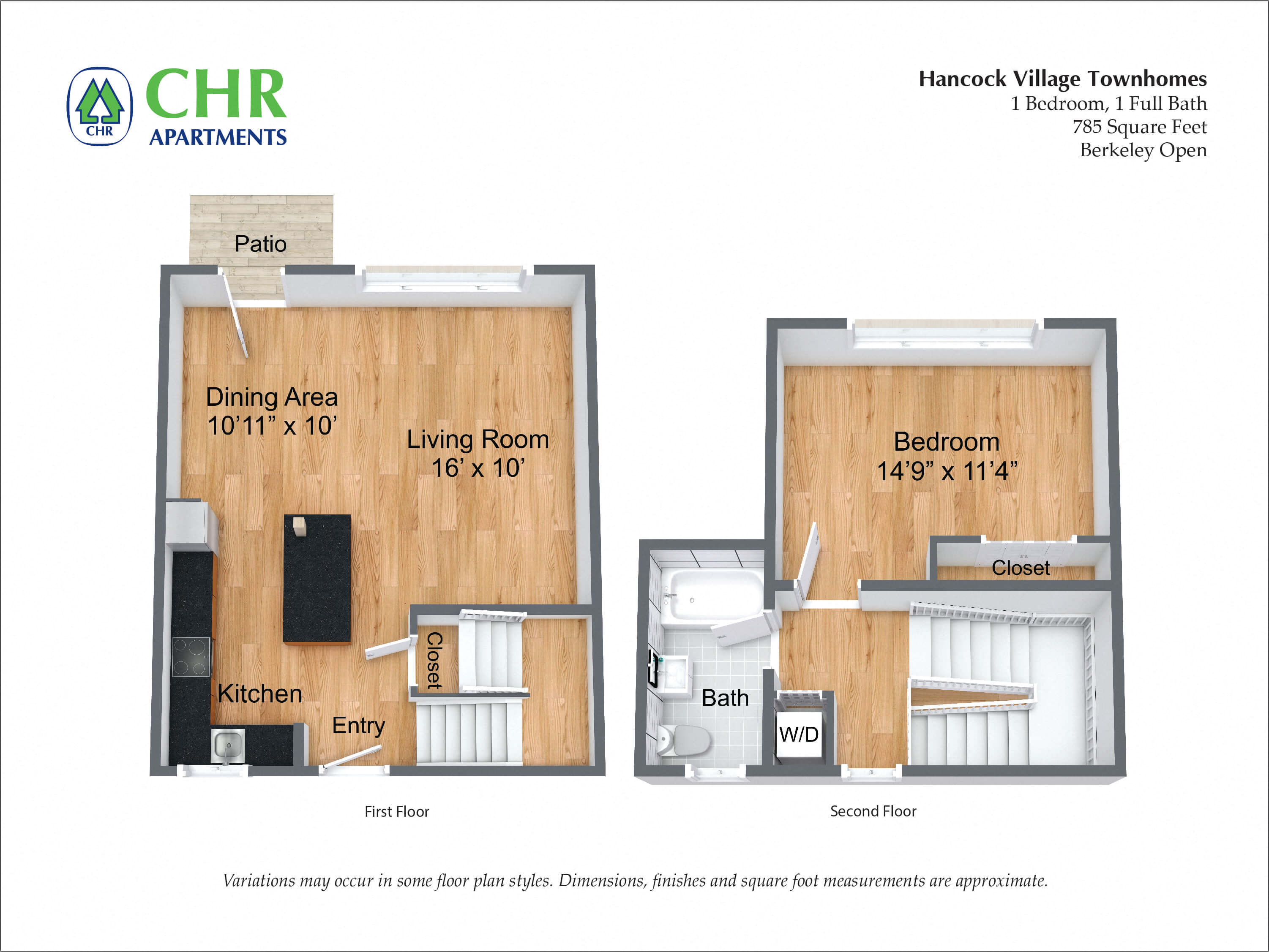 Floor plan 1 Bedroom Townhome - Heat and Hot Water Included image 4